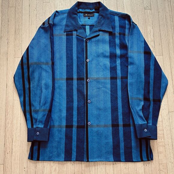 Montique Colorful Woven Shirt Men's L Button Up Long Sleeve - Picture 9 of 9